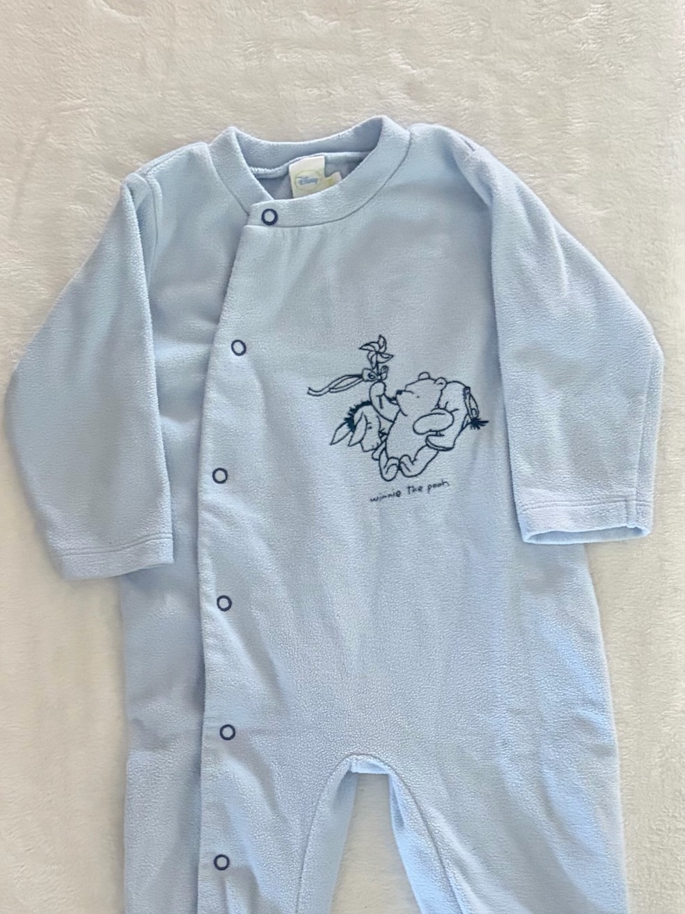 Disney Light Blue Winnie the Pooh Fleece Footed One-Piece
